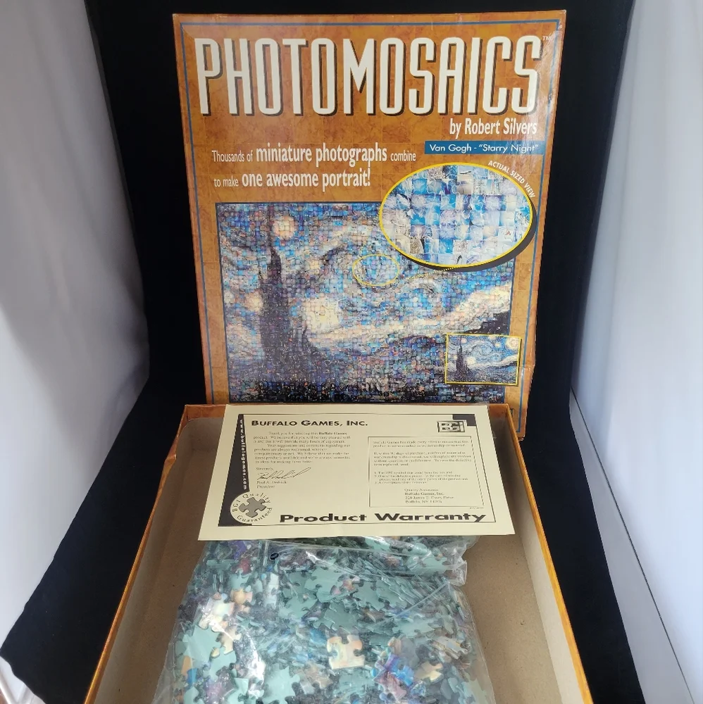 NOB Robert Silvers Photomosaics 1000 PC Puzzle - Van Gogh "Starry Night" - NIB - Picture 9 of 9